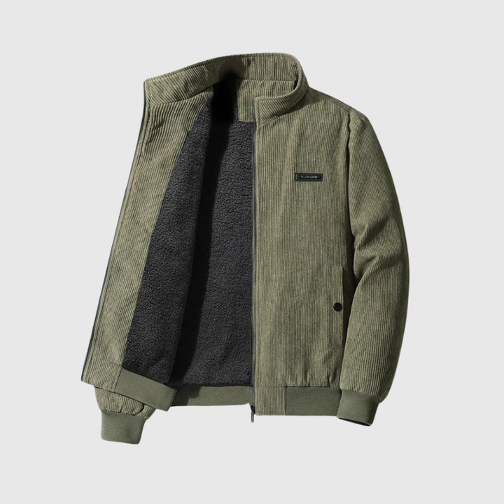 Levoire | Veste En Velours Côtelé Élégante Avec Doublure En Teddy Vert armée