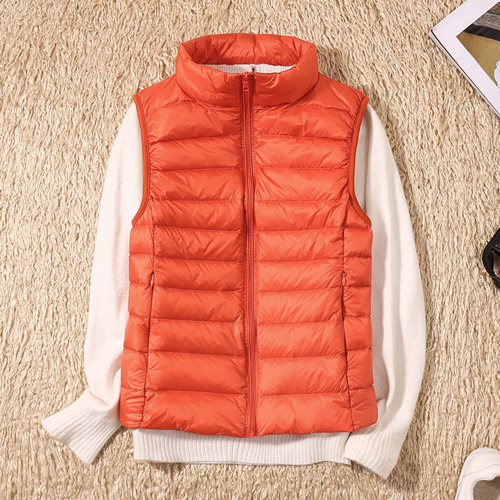 Levoire | Nouveau Gilet D'Hiver En Plumes De Canard Blanches Orange