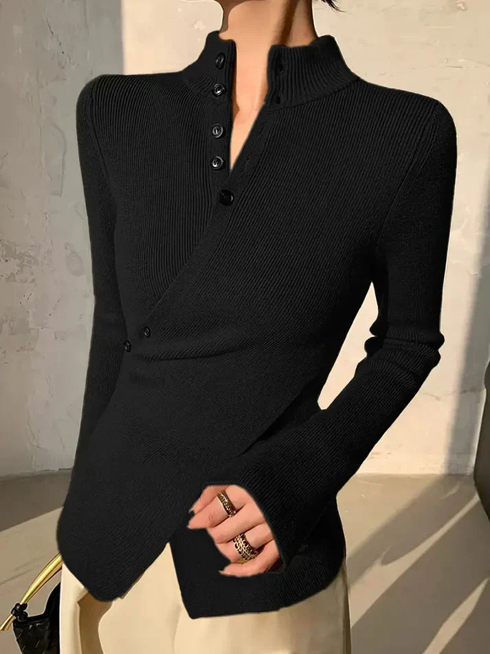 Levoire | Pull En Tricot Asymétrique Avec Boutons Pour Femmes