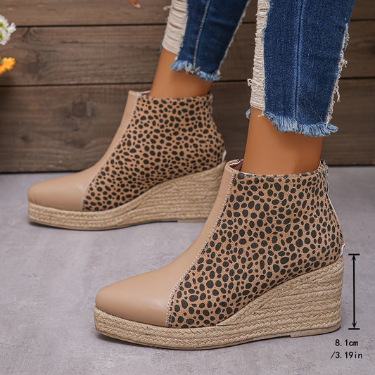 Levoire | Bottes À Chevilles En Léopard Imperméables Avec Semelle Épaisse