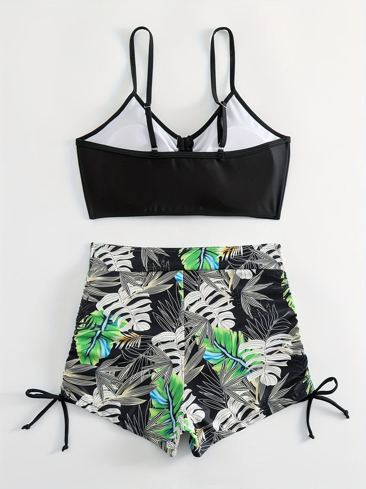 Levoire | Bikini Taille Haute Avec Imprimé Tropical De Feuillage