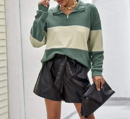 Sweat femme avec fermeture éclair et rayures en bloc Levoire