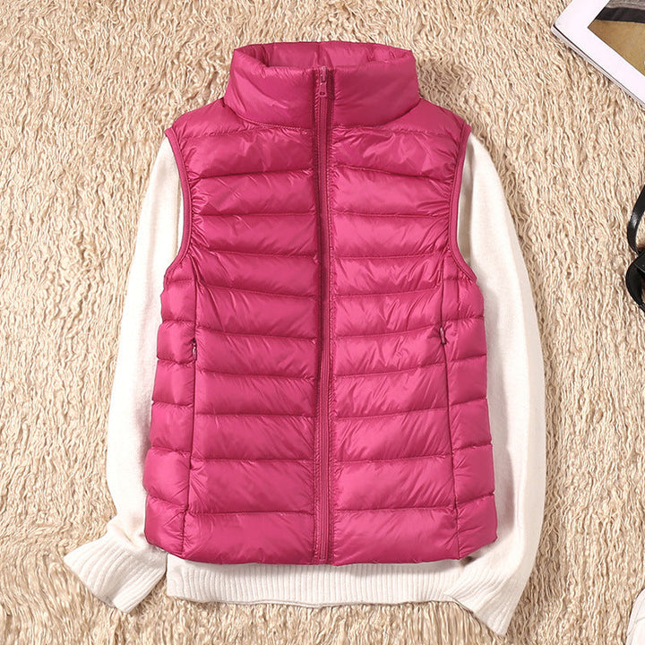 Levoire | Nouveau Gilet D'Hiver En Plumes De Canard Blanches Fuchsia