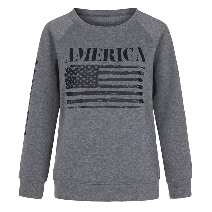 Sweat-shirt femme avec imprimé décontracté drapeau américain Levoire