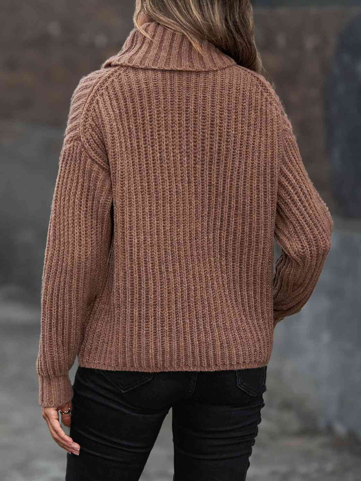 Levoire | Pull À Col Roulé Froncé Chaud Caramel