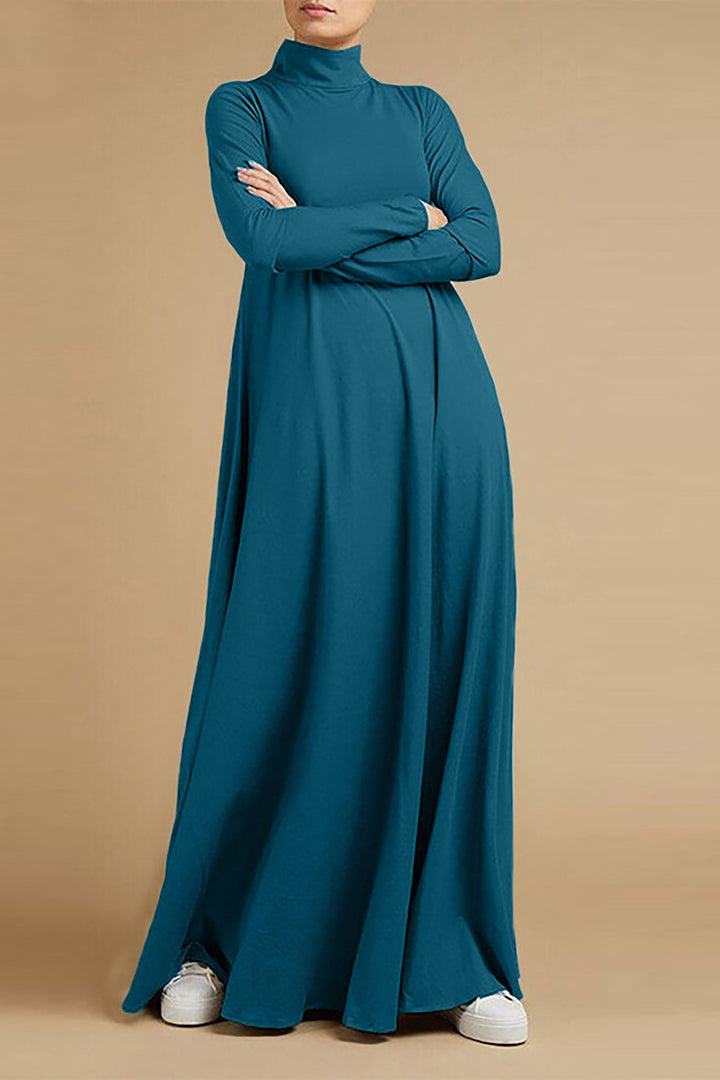 Levoire | Robe longue à manches longues à col haut pour femmes Bleu