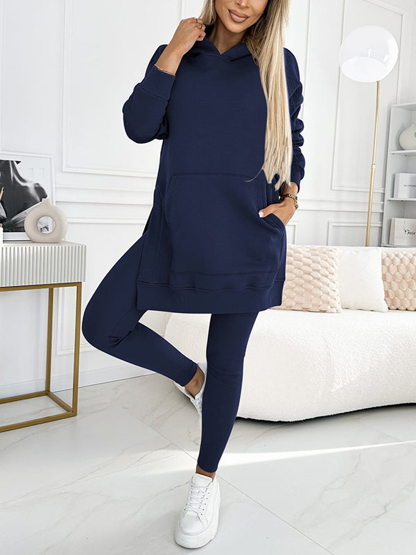 Levoire | Ensemble Élégant De Sweat À Capuche Et Leggings Bleu Marine