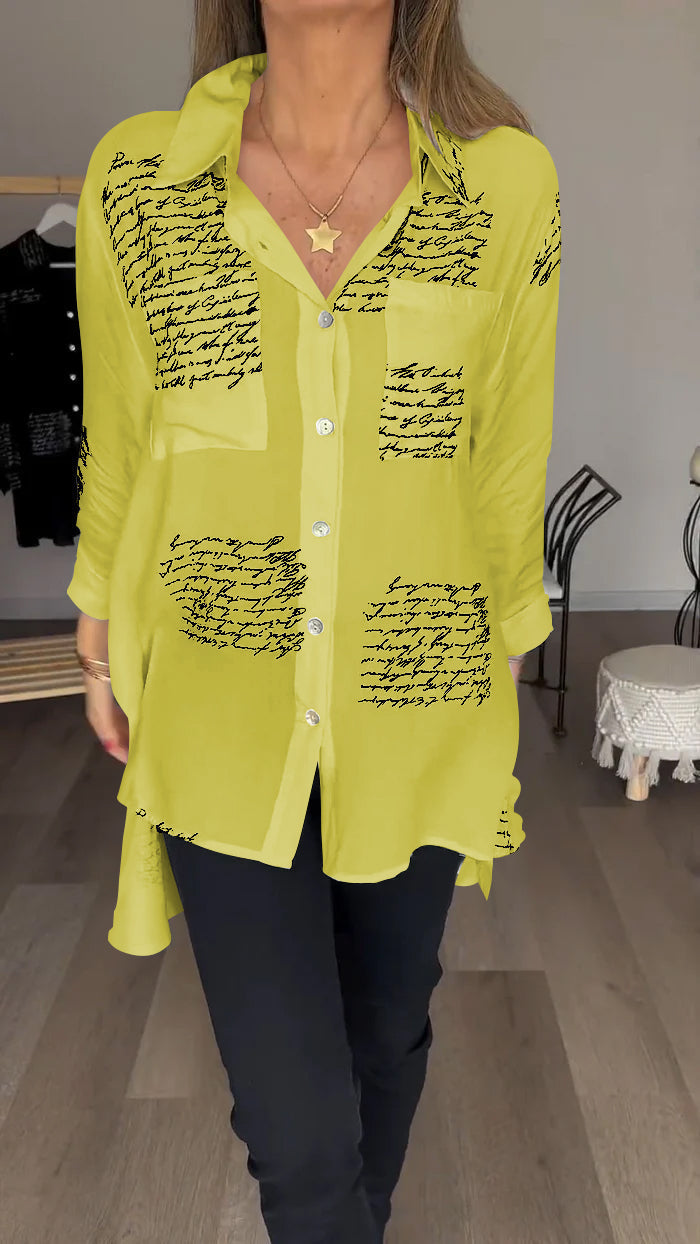 Levoire | Chemise Confortable Avec Impression De Lettres Jaune