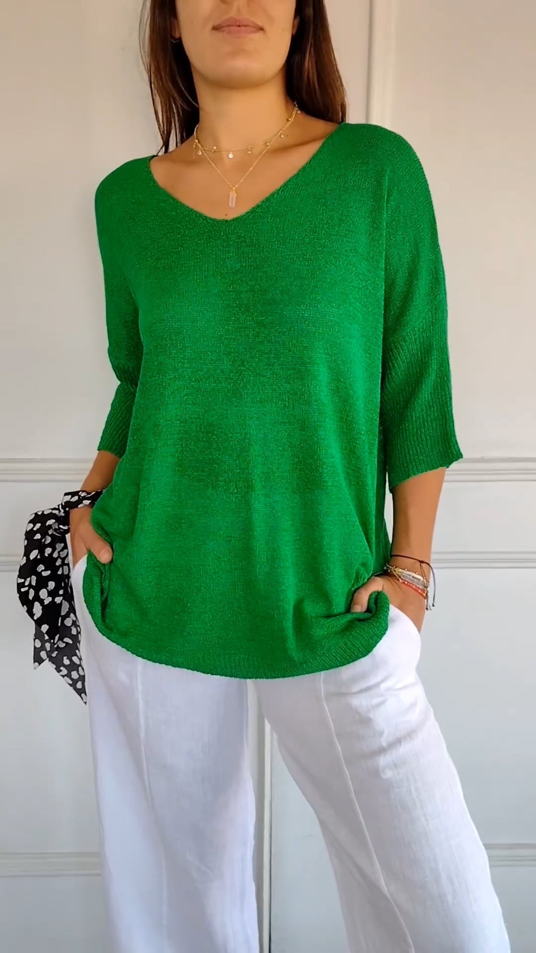 Levoire | Haut En Tricot Uni Avec Décolleté En V Vert