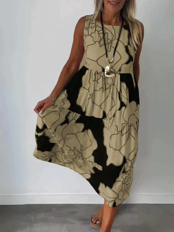Levoire | Robe Sans Manches Imprimée Marron