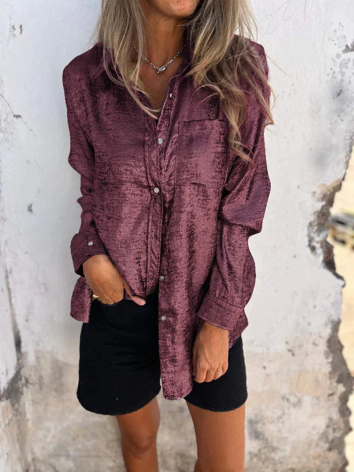 Levoire | Chemise En Cuir Suédé Décontractée Avec Col Tendance Rot