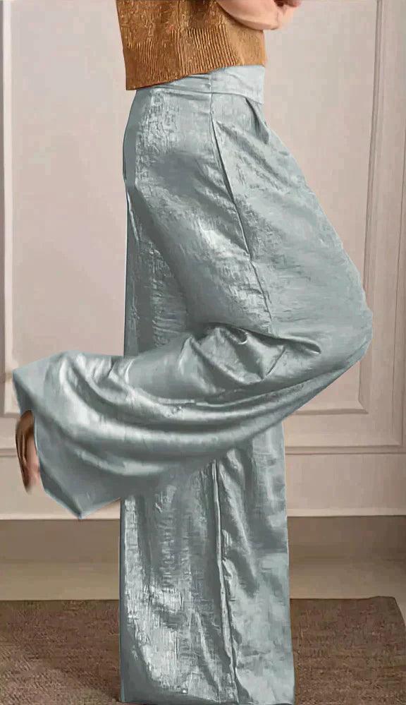 Levoire | Ensemble Femme Deux Pièces Haut Élégant Et Pantalons Set Argent