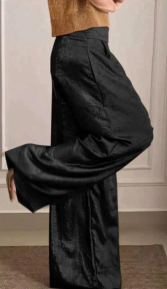 Levoire | Ensemble Femme Deux Pièces Haut Élégant Et Pantalons Set Noir