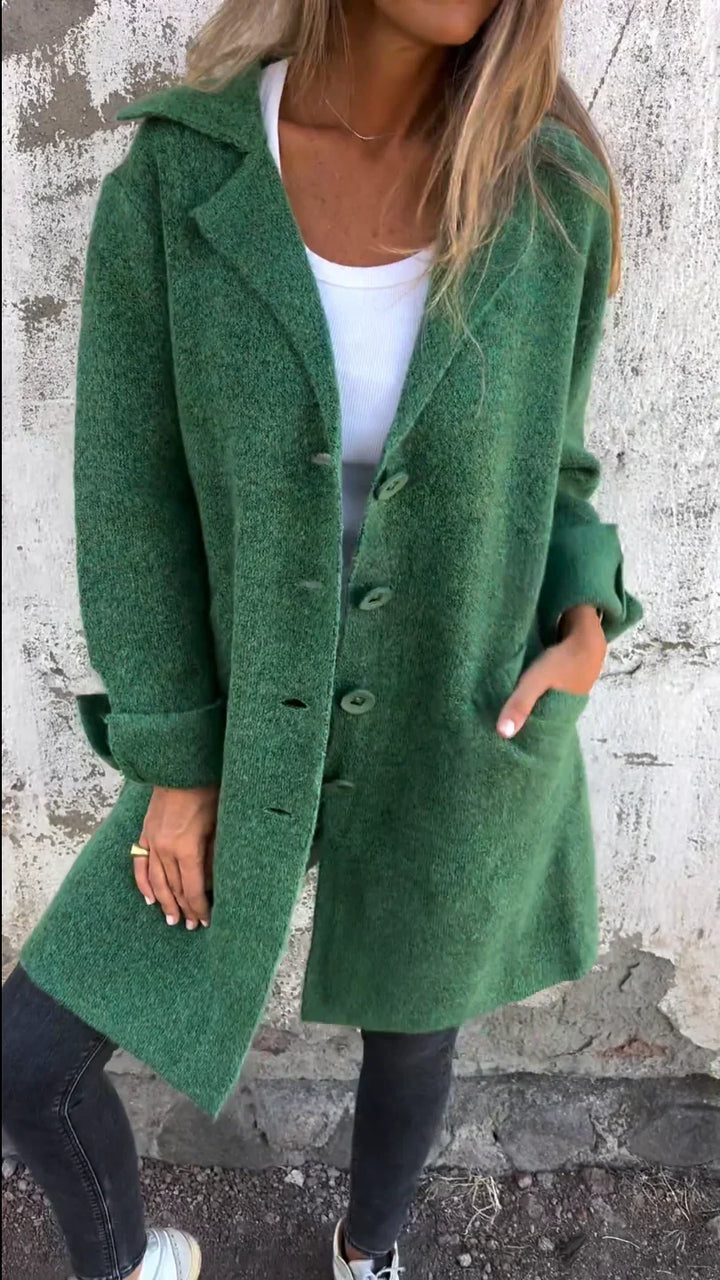 Levoire | Manteau Long Élégant Et Décontracté Avec Poches Pratiques Vert