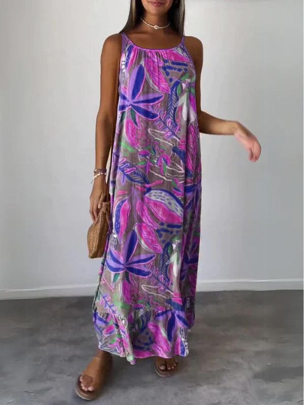 Levoire | Asha Robe Longue Sans Manches Avec Imprimé Lila