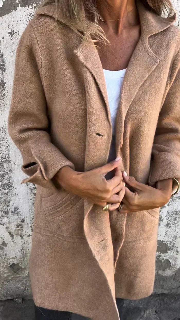 Levoire | Manteau Long Élégant Et Décontracté Avec Poches Pratiques Kaki