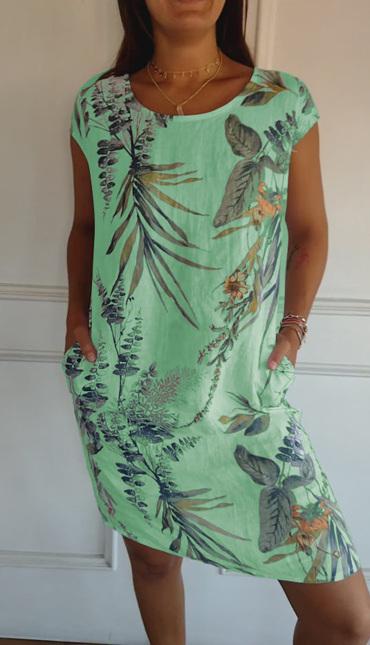 Levoire | Robe Confortable Avec Col Rond Vert