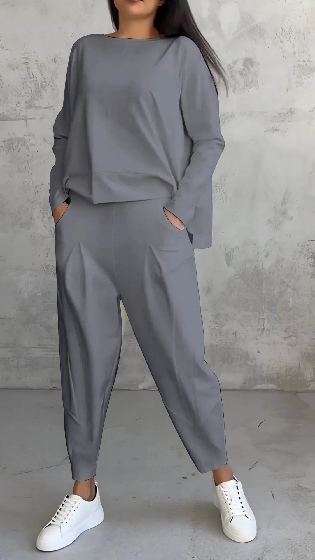 Levoire | Jordyn | avec décolleté rond et manches longues Gris