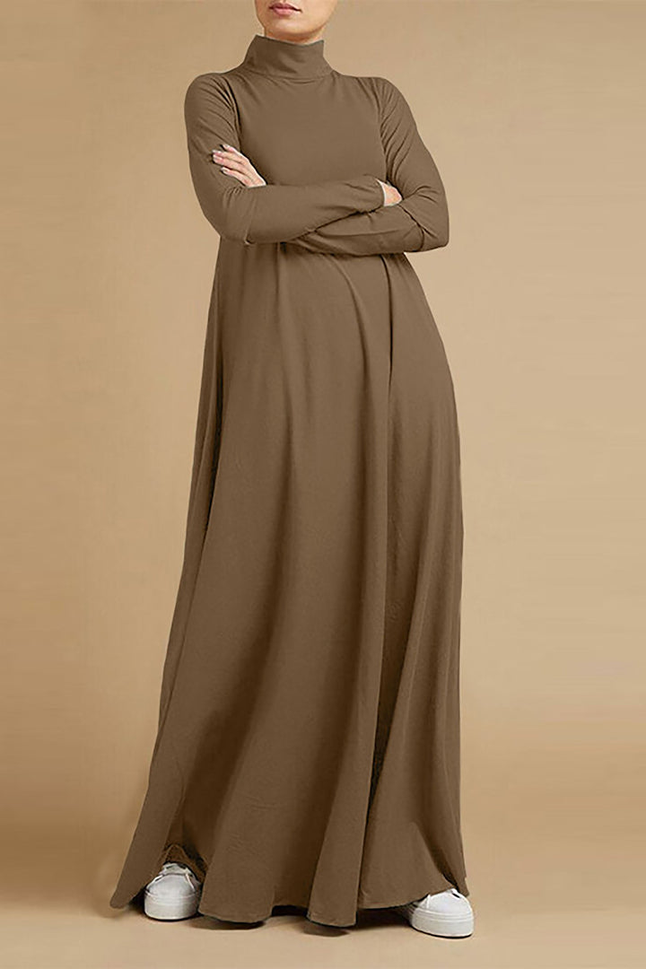 Levoire | Robe longue à manches longues à col haut pour femmes Braun