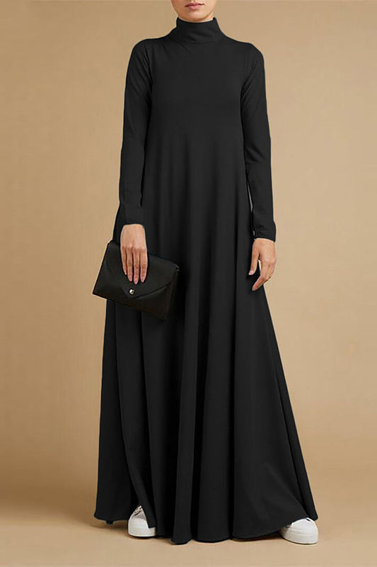 Levoire | Robe longue à manches longues à col haut pour femmes Noir