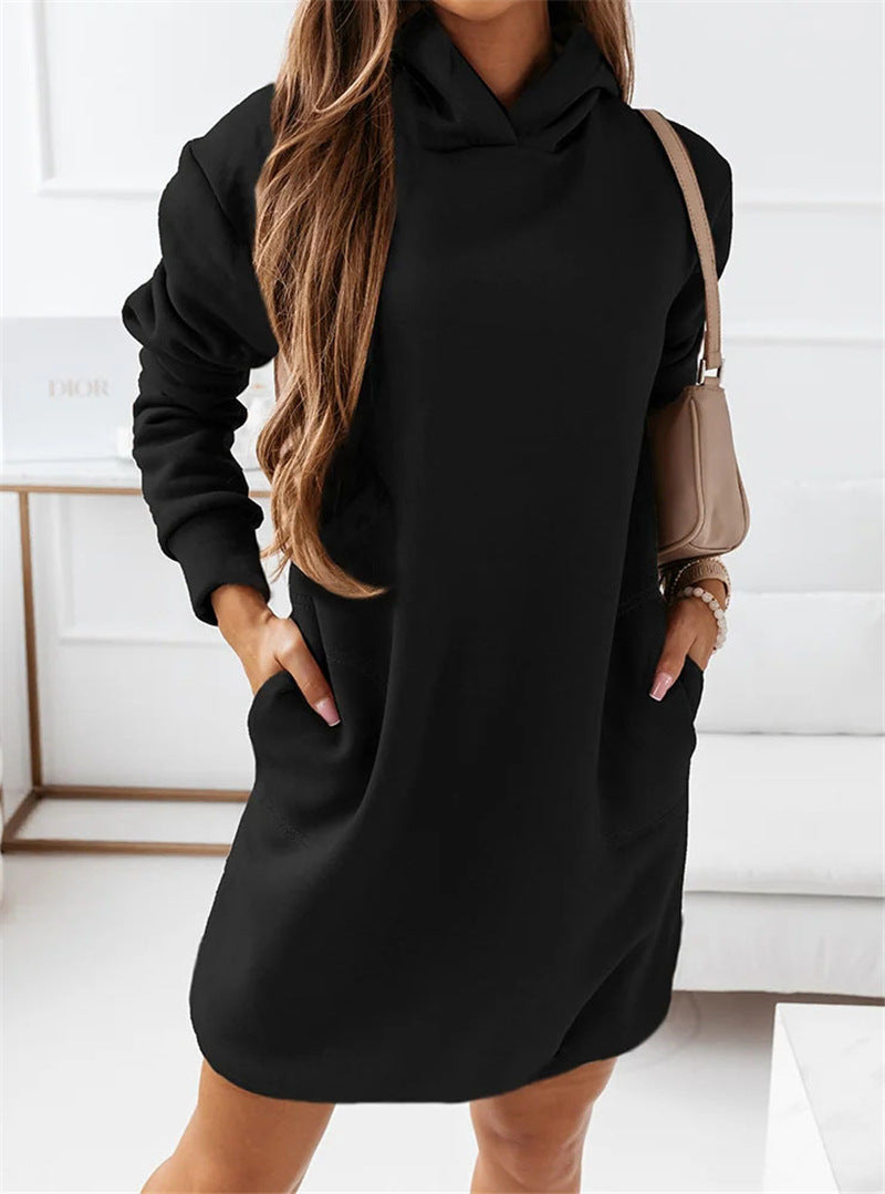 Levoire | Robe Sweatshirt Décontractée Avec Poches Noir