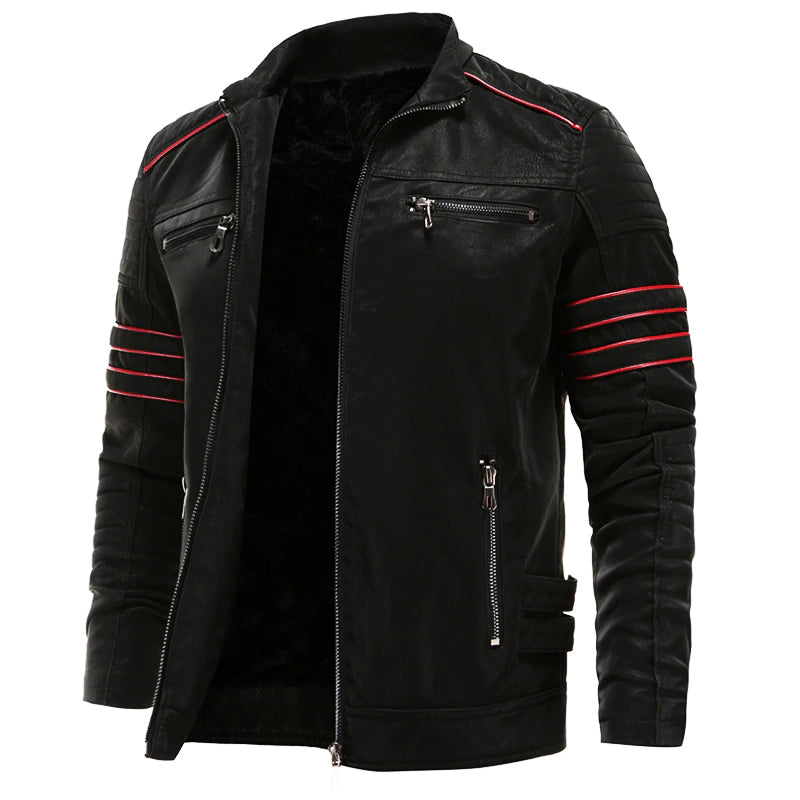 Levoire | Veste En Cuir Simple Pour Le Quotidien Noir