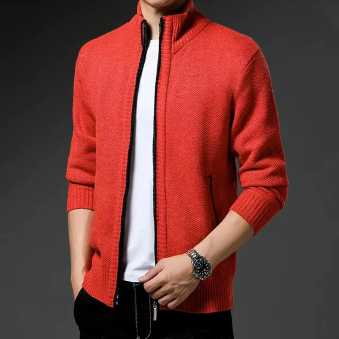 Levoire | Veste En Tricot Classique Avec Fermeture Éclair Orange