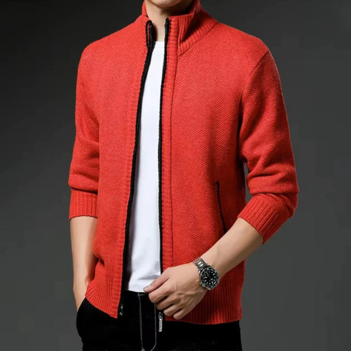 Levoire | Veste En Tricot Classique Avec Fermeture Éclair Orange