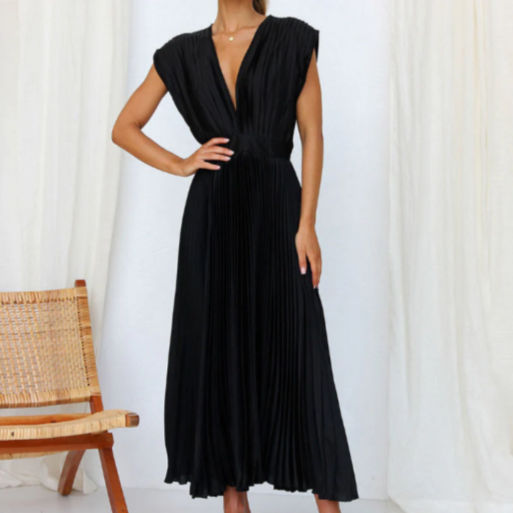 Levoire | Robe plissée élégante pour femmes Noir
