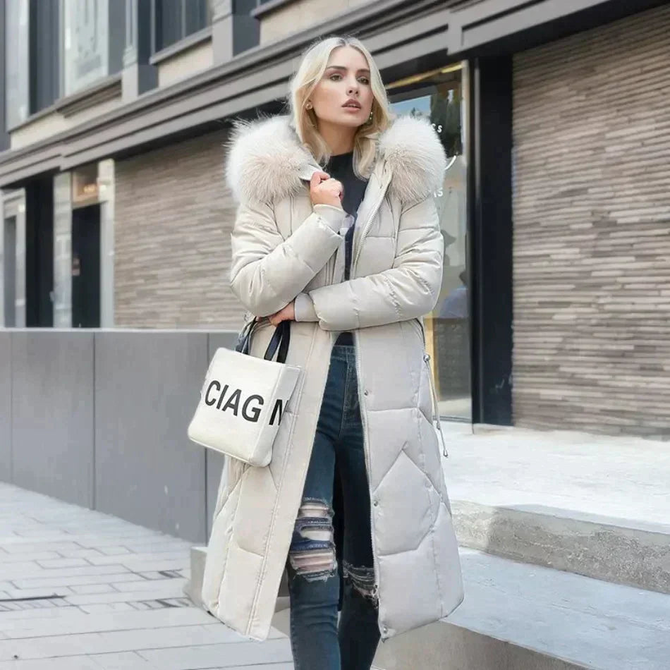 Levoire | Manteau d'hiver long avec fausse fourrure Blanc