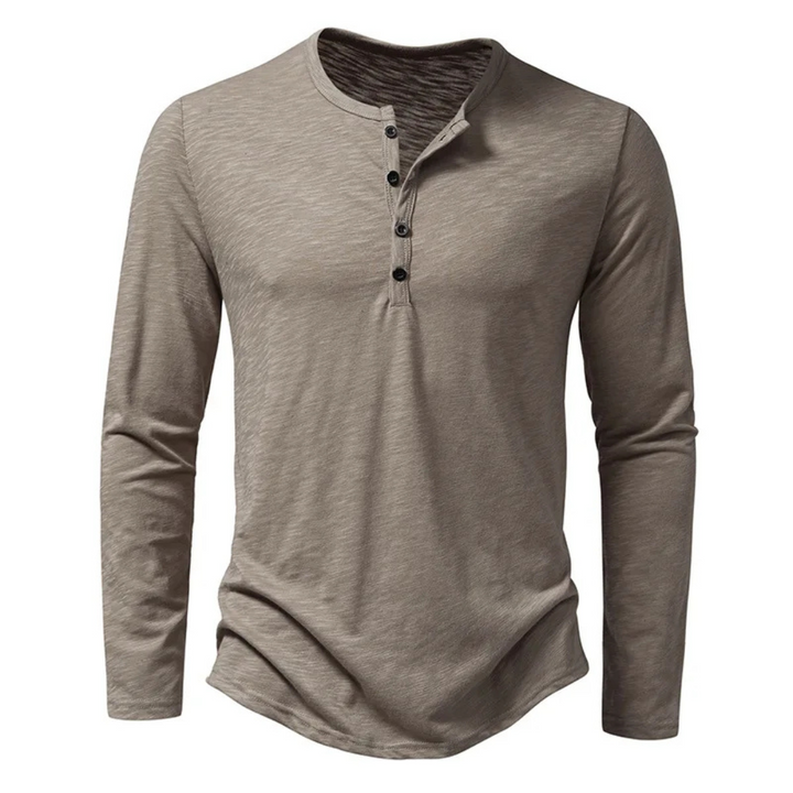 Levoire | T-shirt Henley à manches longues coupe Slim Kaki