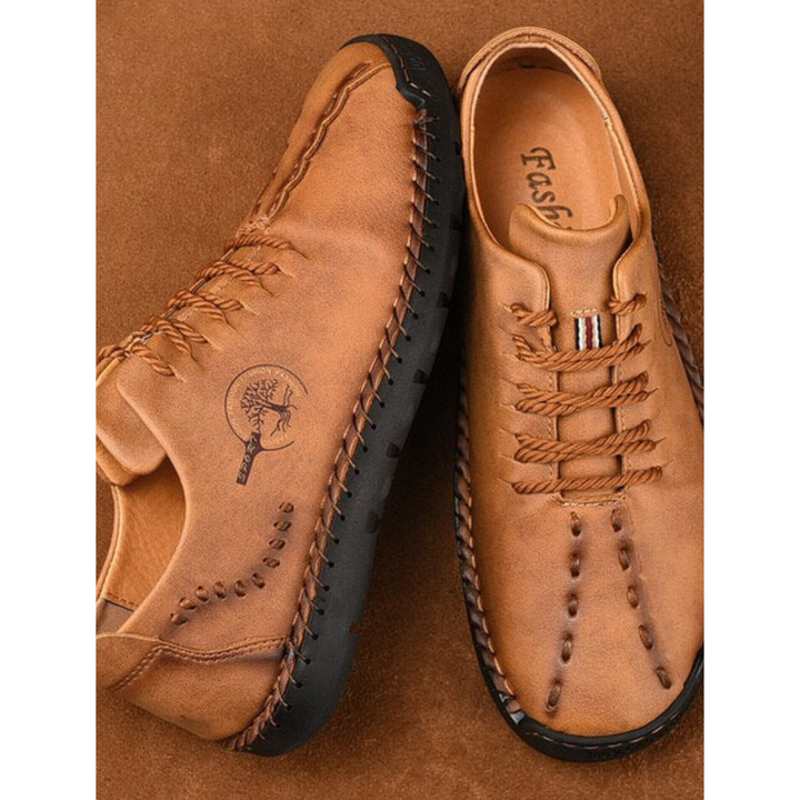 Levoire | Chaussures Pour Hommes Élégantes En Cuir Avec Des Coutures Décoratives Braun