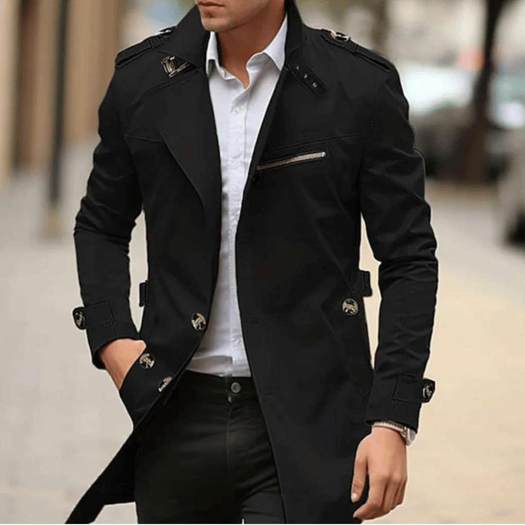Levoire | Trench-Coat Classique Pour Hommes Noir