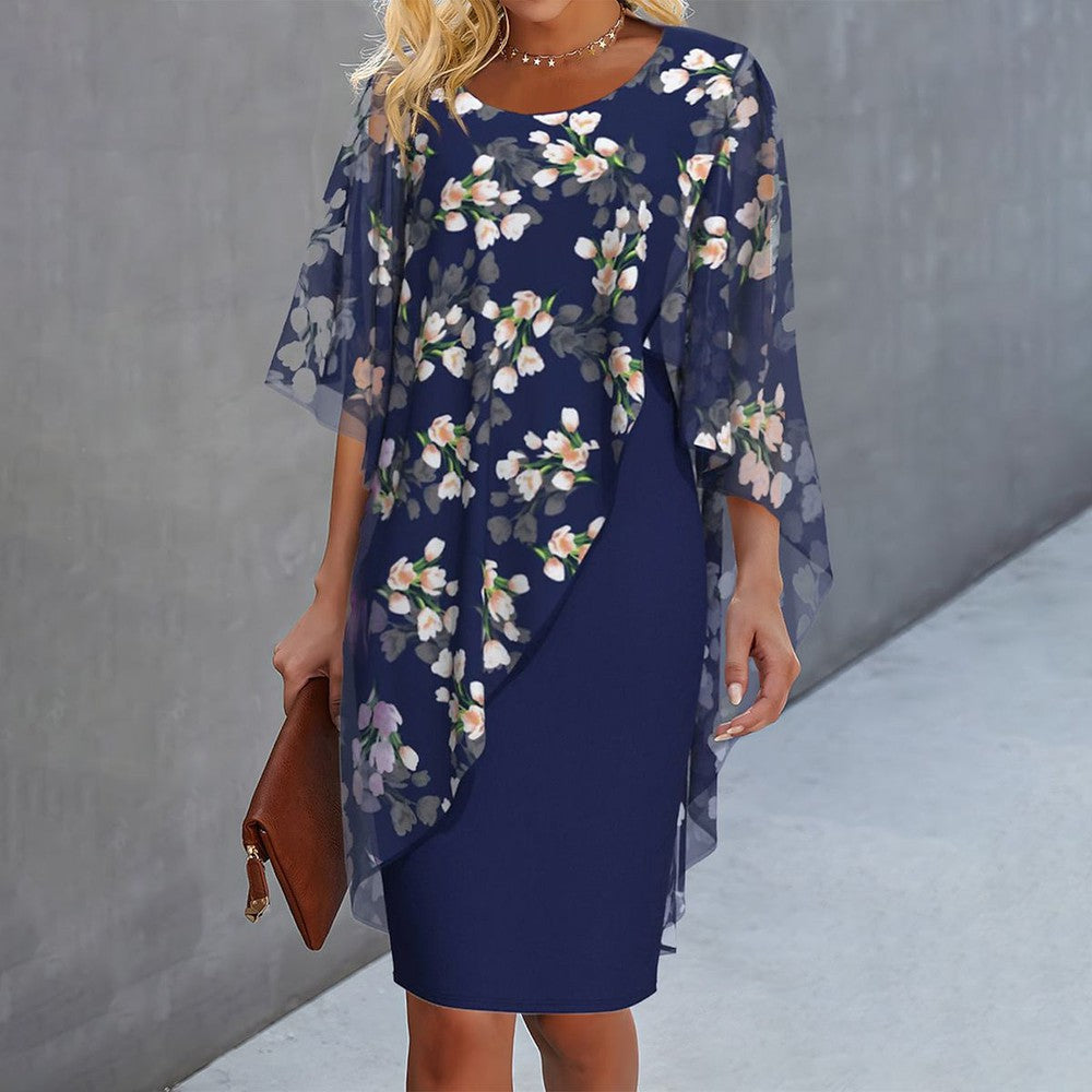 Levoire | Robe Stylée Imprimée Bleu (Presque Épuisé)
