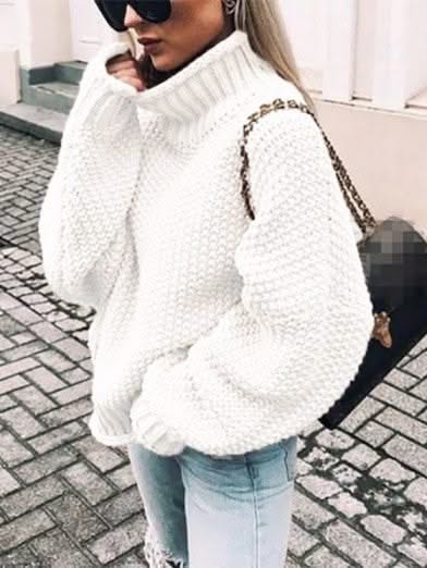 Levoire | Col Rond Tricot Confort Et Style Pour Les Femmes Blanc
