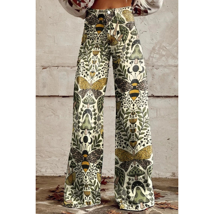 Levoire | Pantalon Femme Large Avec Motif Créatif Blanc