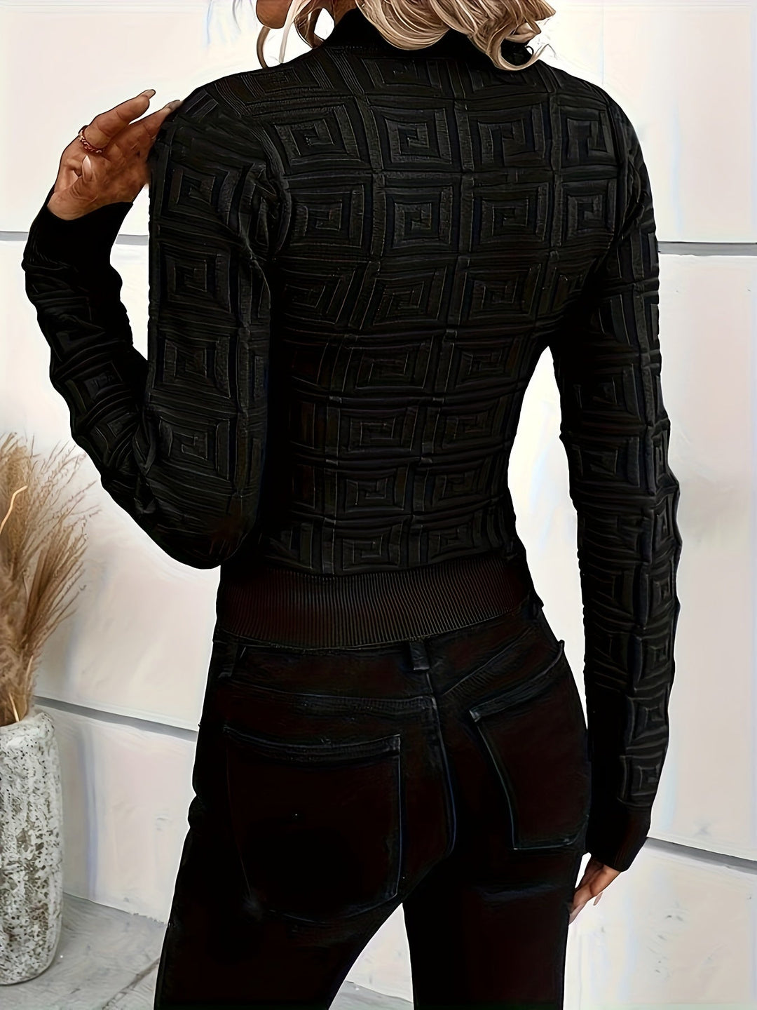 Levoire | Style Designer Motif Géométrique Pull Léger Ajusté