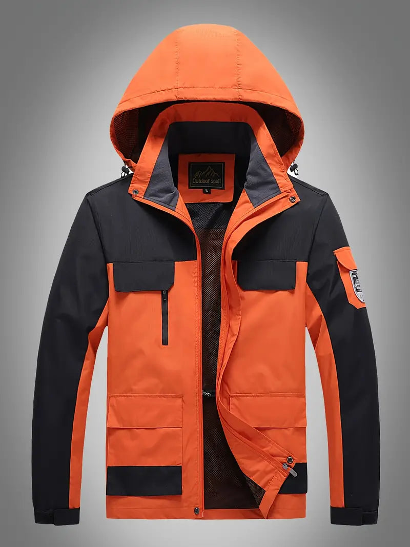 Levoire | Veste à capuche imperméable à manches longues avec poches Orange