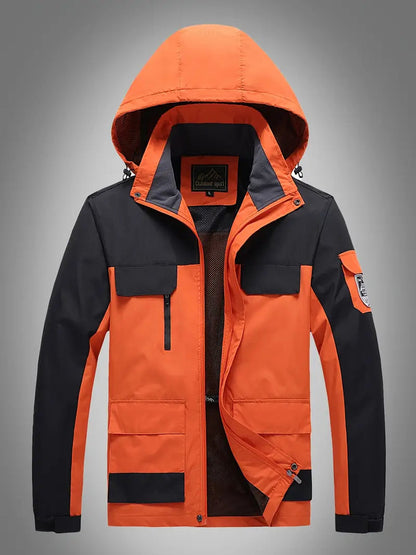 Levoire | Veste À Capuche Imperméable À Manches Longues Avec Poches Orange