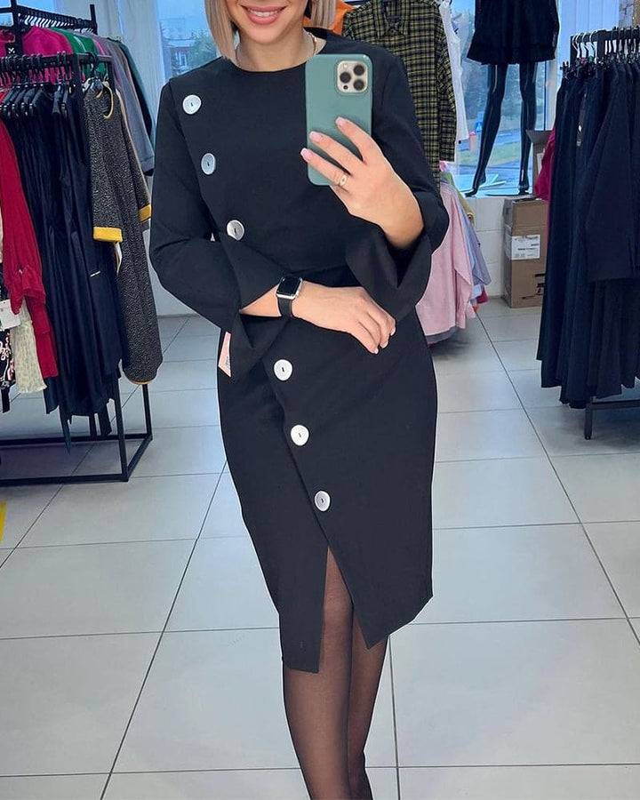 Levoire | Robe D'Une Couleur Avec Des Boutons Fermés