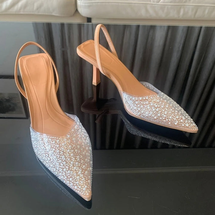 Levoire | Escarpins confortables avec décoration en perles blanches