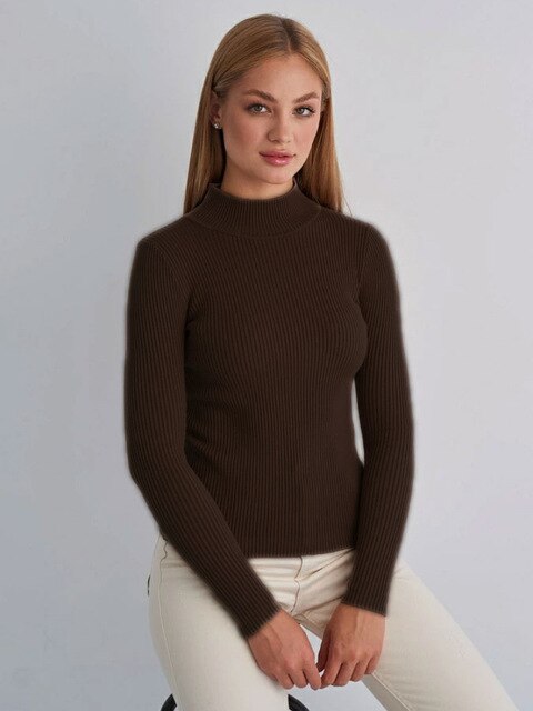 Levoire | Pull À Col Roulé Côtelé Marron foncé Une taille