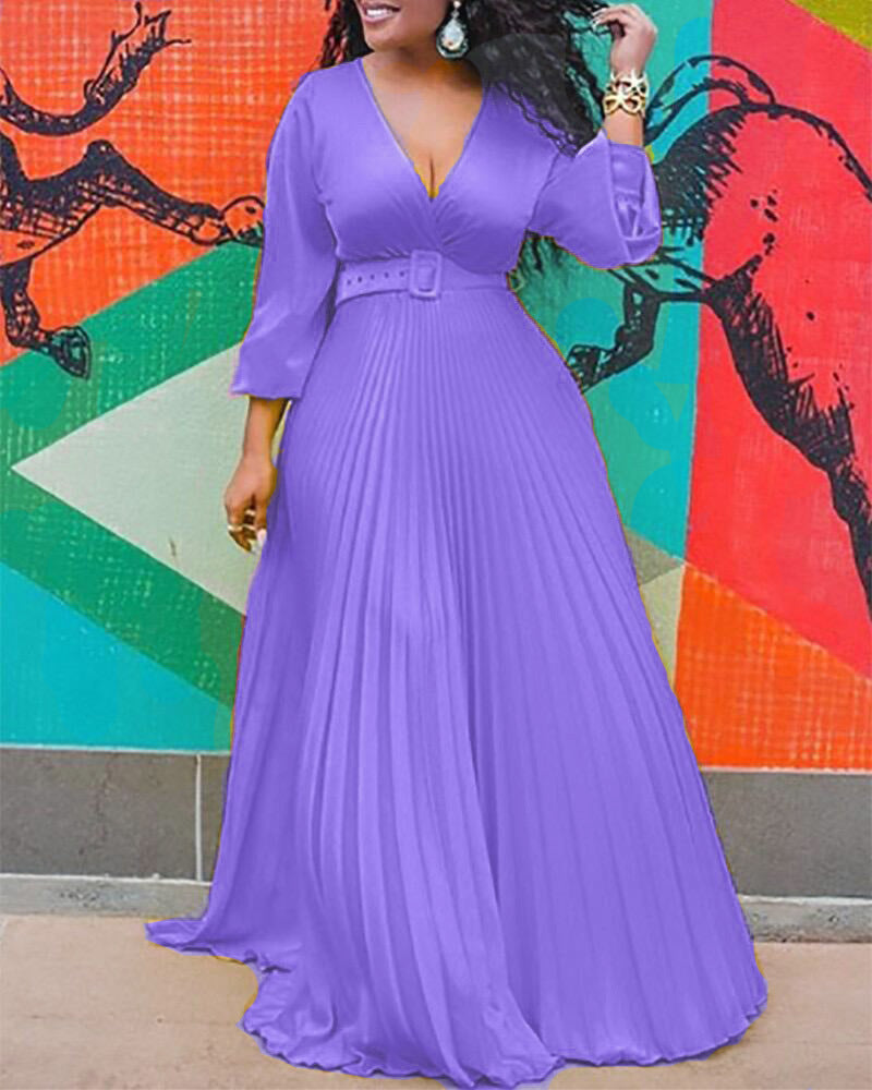 Levoire | Élégant Vintage Sifon Longue Manche-M robe longue Violet