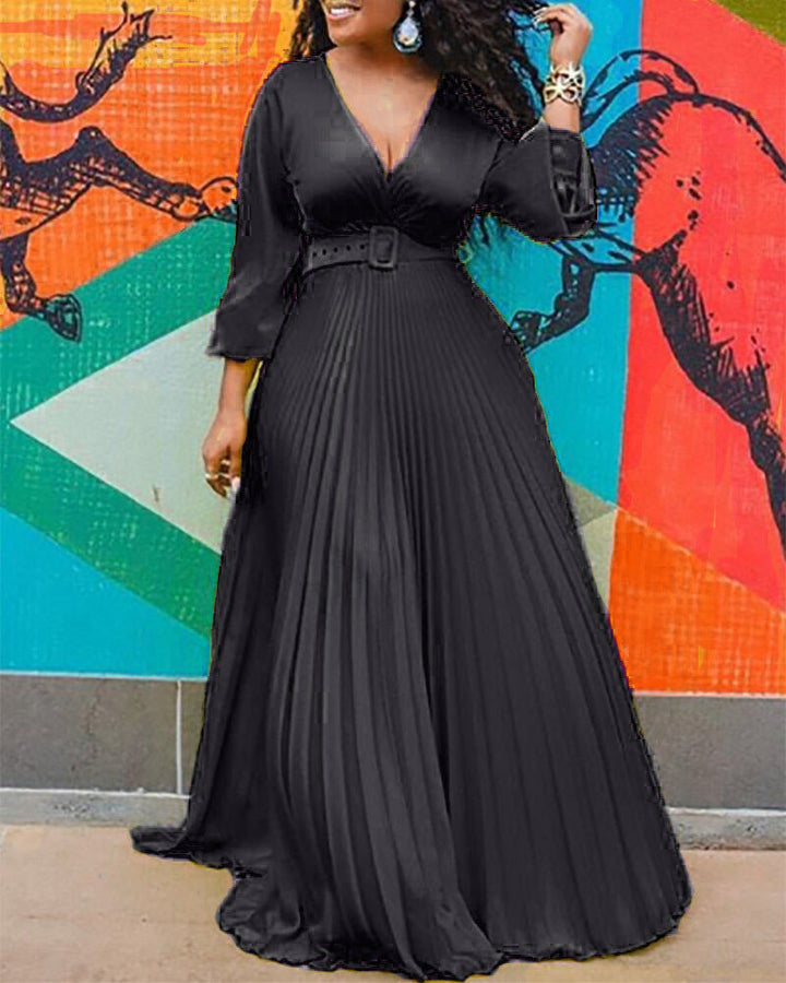Levoire | Élégant Vintage Sifon Longue Manche-M robe longue noir