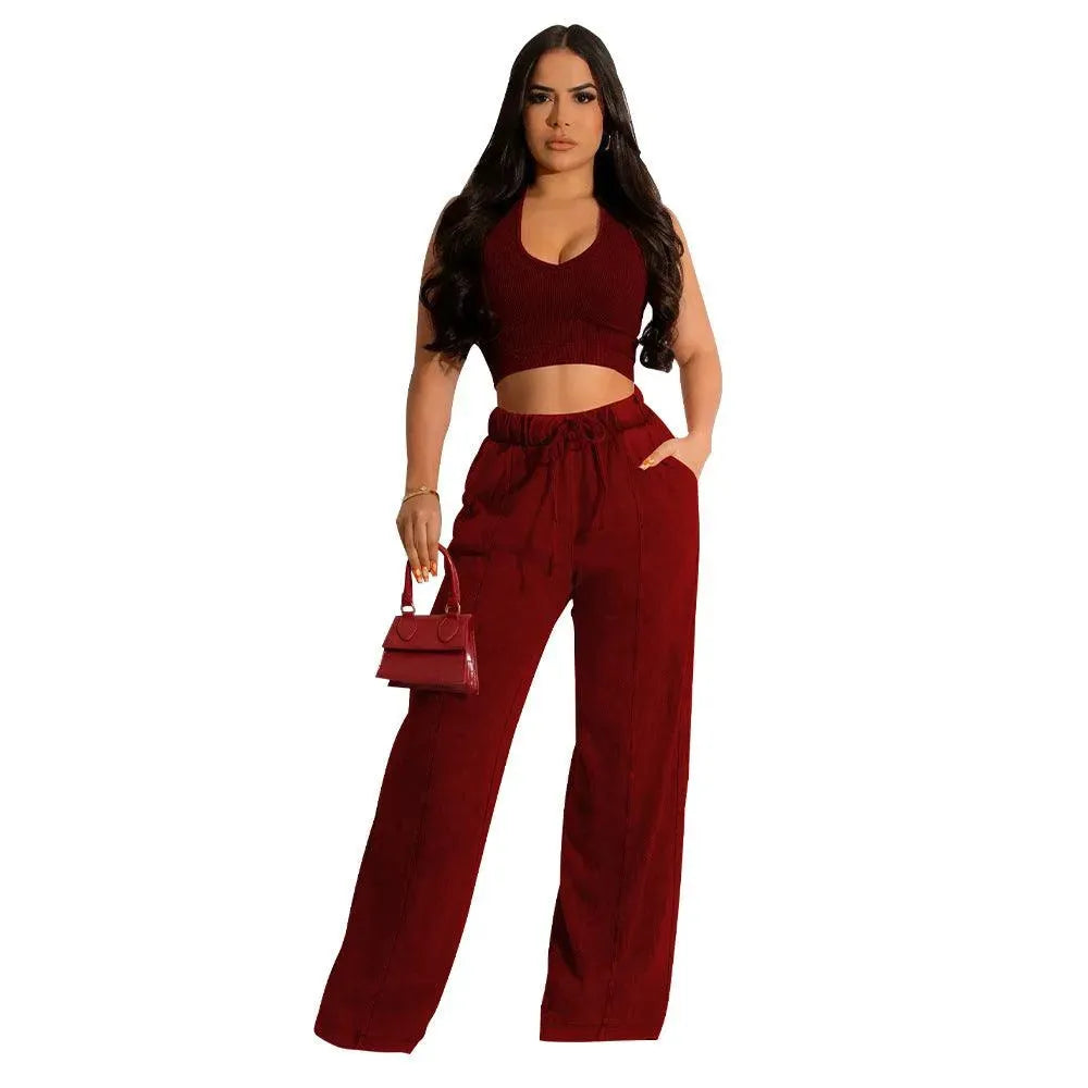 Levoire | Chemise femme avec jambes larges et taille élastique Rouge vin