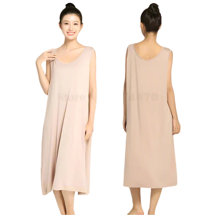 Levoire | Chemise De Nuit Sans Manches Matériau Doux Beige