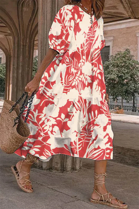 Levoire | Robes avec jupe pastel et col rond à l'imprimé décontracté Pourriture