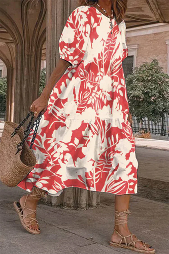 Levoire | Robes avec jupe pastel et col rond à l'imprimé décontracté