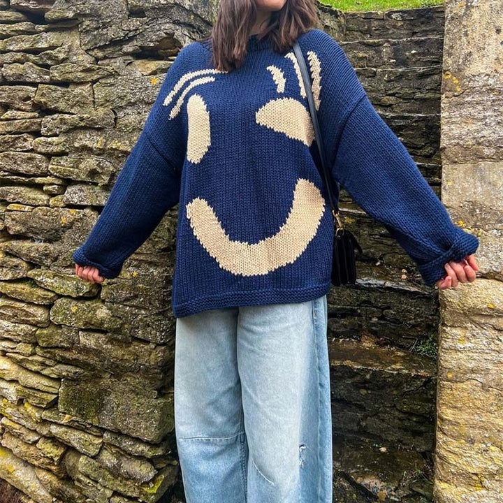 Levoire | En Tricot Décontracté Smiley Bleu Marin