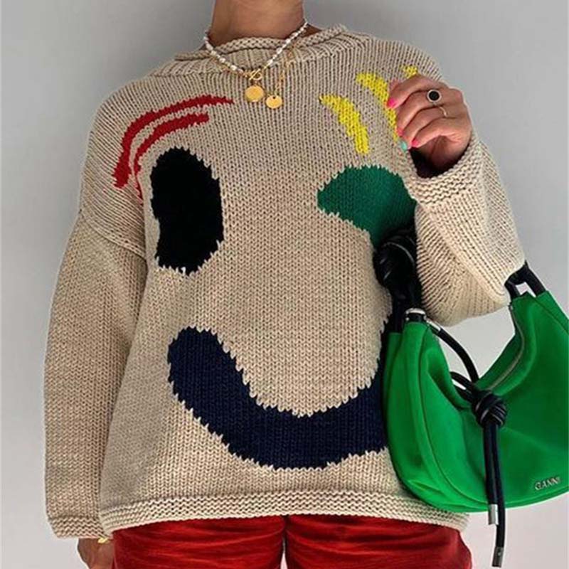 Levoire | En Tricot Décontracté Smiley Abricot